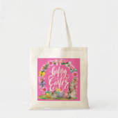 Happy Oaster Script floral Pink Oster Bunny Egg Tragetasche (Vorne)
