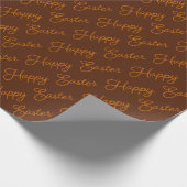 Happy Oaster Script Orange auf Brown Wrapping Pape Geschenkpapier (Ecke)