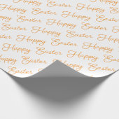 Happy Oaster Script Orange auf White Wrapping Pape Geschenkpapier (Ecke)