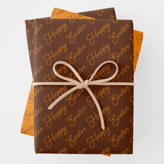 Happy Oaster Script Orange und Brown Geschenkpapier Set (Beispiel)