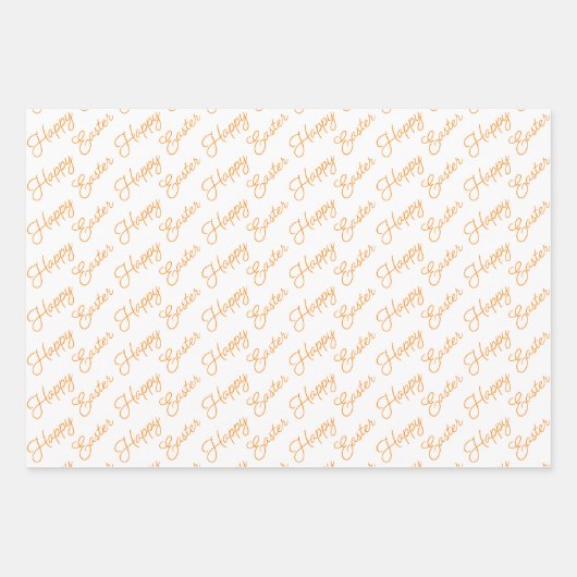 Happy Oaster Script Orange und White Geschenkpapier Set (Vorderseite 3)