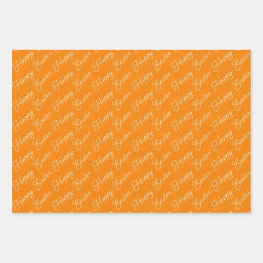 Happy Oaster Script Orange und White Geschenkpapier Set (Vorderseite 2)