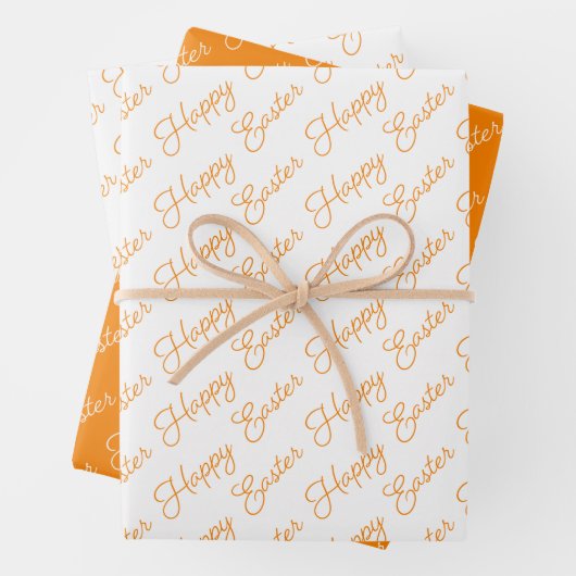 Happy Oaster Script Orange und White Geschenkpapier Set (Beispiel)
