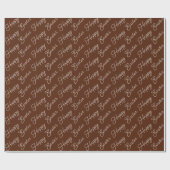 Happy Oaster Script White on Brown Wrapping Paper Geschenkpapier (Flach)