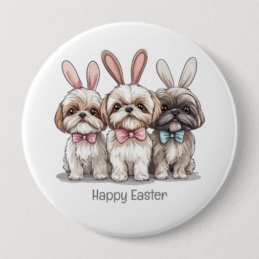 Happy Oaster Shih Tzu Hogs Button (Vorderseite)