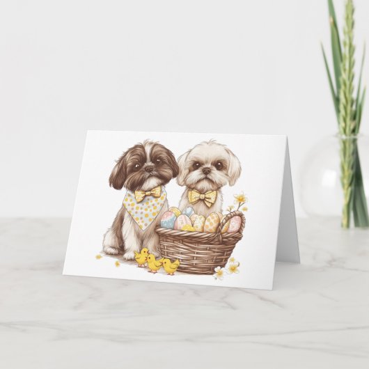Happy Oaster Shih Tzu Hogs Feiertagskarte (Vorderseite)