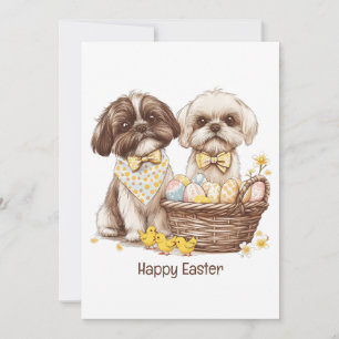 Happy Oaster Shih Tzu Hogs Feiertagskarte