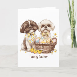Happy Oaster Shih Tzu Hogs Feiertagskarte