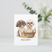 Happy Oaster Shih Tzu Hogs Feiertagspostkarte (Stehend Vorderseite)