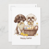 Happy Oaster Shih Tzu Hogs Feiertagspostkarte (Vorne/Hinten)