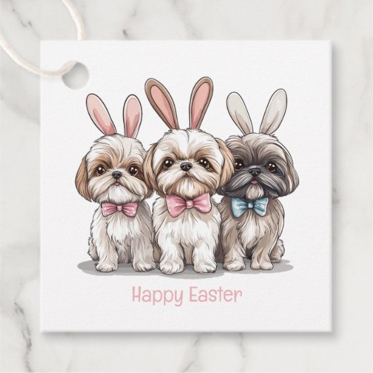 Happy Oaster Shih Tzu Hogs Geschenkanhänger (Vorderseite)
