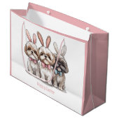Happy Oaster Shih Tzu Hogs Große Geschenktüte (Vorderseite Schrägansicht)