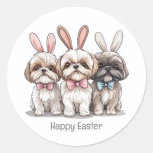 Happy Oaster Shih Tzu Hogs Runder Aufkleber