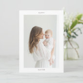 Happy Oaster Simple Foto | Personalisiert Ostern Einladung (Stehend Vorderseite)