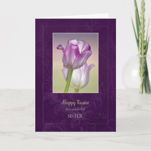 Happy Oaster Sister Card / Ostertulpen Feiertagskarte (Vorderseite)