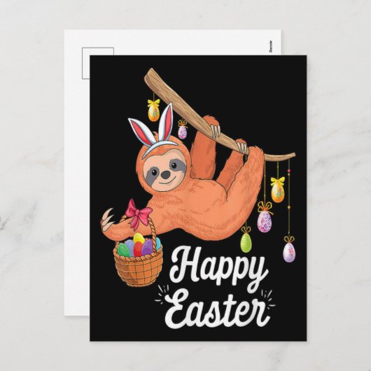 Happy Oaster Sloth Flat Postkarte (Vorne/Hinten)