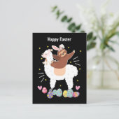 Happy Oaster Sloth und Lama Postkarte (Stehend Vorderseite)