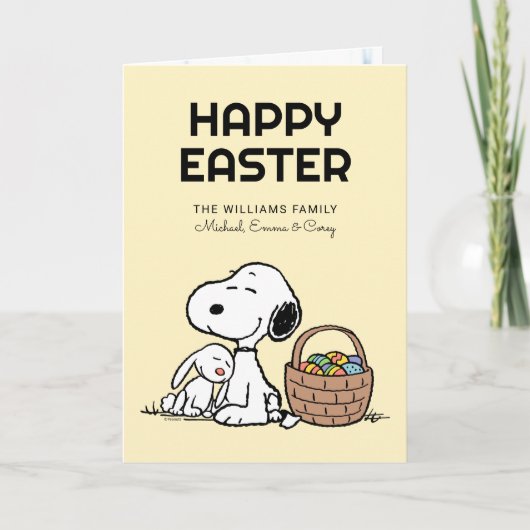 Happy Oaster | Snoopy & The Ostersonne Feiertagskarte (Vorderseite)