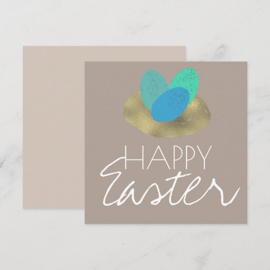 Happy Oaster Speckled Oaster Egg Gold Nest Karte (Vorne/Hinten)