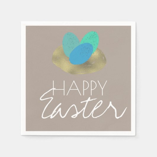 Happy Oaster Speckled Oaster Egg Gold Nest Serviette (Vorderseite)