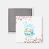 Happy Oaster Spring Blossom Magnet (Vorderseite/Rückseite)