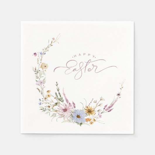 Happy Oaster Spring Blume Wreath Serviette (Vorderseite)