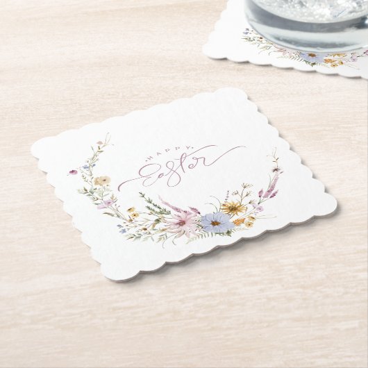 Happy Oaster Spring Blume Wreath Untersetzer (angewinkelt)