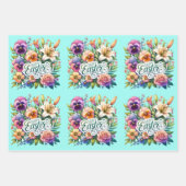Happy Oaster Spring Blumen 3 Pastelversionen Geschenkpapier Set (Vorderseite 2)