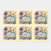 Happy Oaster Spring Blumen 3 Pastelversionen Geschenkpapier Set (Vorderseite)