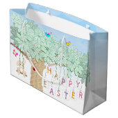 Happy Oaster Spring Celebration Garden Party Große Geschenktüte (Rückseite Schrägansicht)