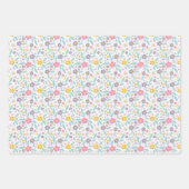 Happy Oaster Spring Flowers Ostereier Körbe Geschenkpapier Set (Vorderseite 3)