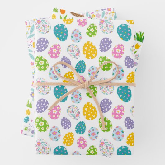 Happy Oaster Spring Flowers Ostereier Körbe Geschenkpapier Set (Beispiel)