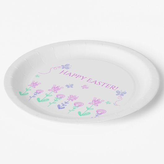 Happy Oaster Spring Garden Paper Plate Pappteller (Schrägansicht)