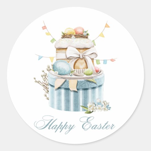 Happy Oaster Stickers mit Pastel Ostereiern (Vorderseite)