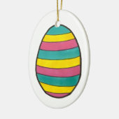 Happy Oaster Striped Ei Hunt Ei Keramikornament (Links)