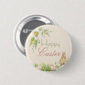 Happy Oaster Sweet Bunny Watercolor Floral Button (Vorne & Hinten)