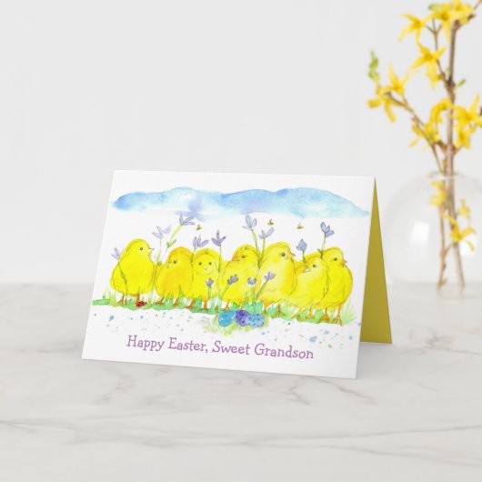 Happy Oaster Sweet Grandson Hühner Custom Karte (Gelbe Blume)