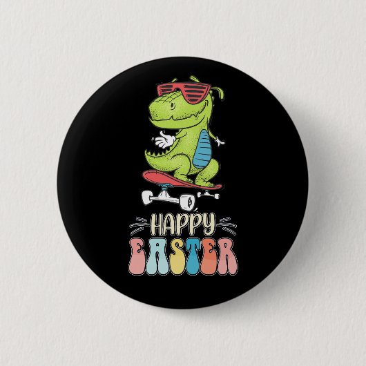 Happy Oaster T Rex Dinosaur Bunny Rabbit Eggs Button (Vorderseite)