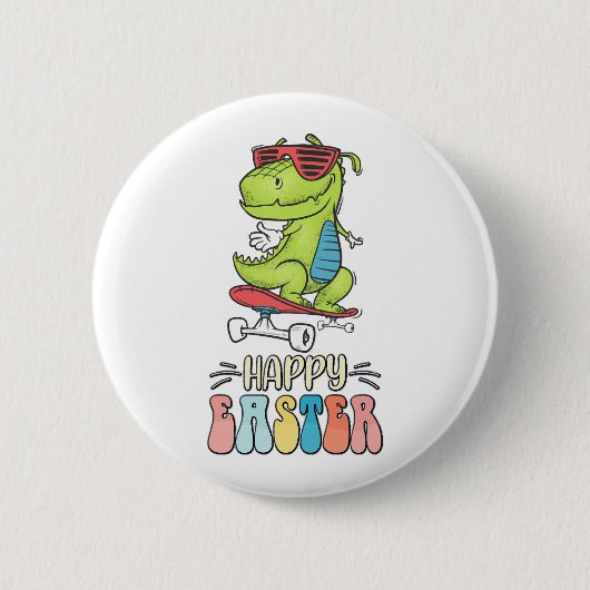 Happy Oaster T Rex Dinosaur Bunny Rabbit Eggs Button (Vorderseite)