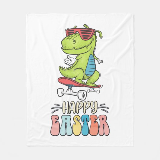 Happy Oaster T Rex Dinosaur Bunny Rabbit Eggs Fleecedecke (Vorderseite)