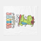 Happy Oaster T Rex Dinosaur Bunny Rabbit Eggs Fleecedecke (Vorderseite (Horizontal))