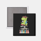 Happy Oaster T Rex Dinosaur Bunny Rabbit Eggs Magnet (Vorderseite/Rückseite)