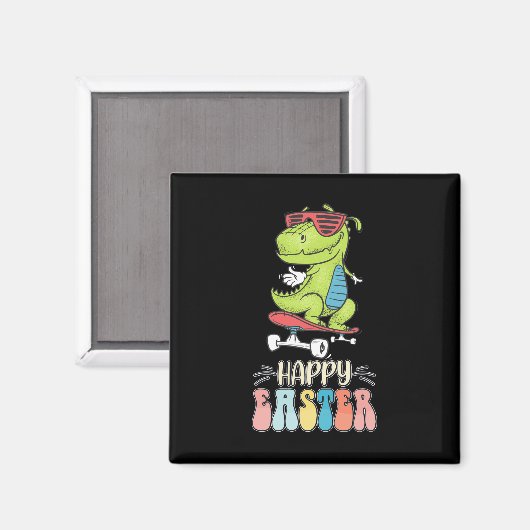 Happy Oaster T Rex Dinosaur Bunny Rabbit Eggs Magnet (Vorderseite/Rückseite)