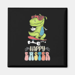 Happy Oaster T Rex Dinosaur Bunny Rabbit Eggs Magnet