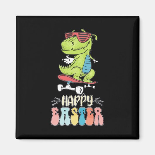 Happy Oaster T Rex Dinosaur Bunny Rabbit Eggs Magnet (Vorne)