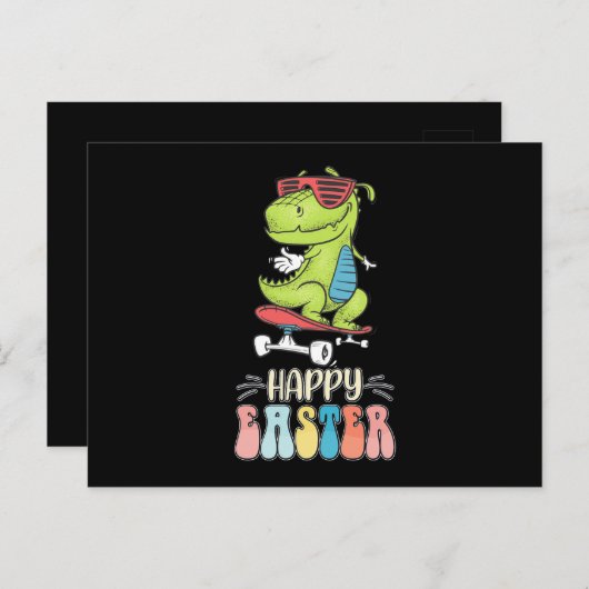 Happy Oaster T Rex Dinosaur Bunny Rabbit Eggs Postkarte (Vorne/Hinten)