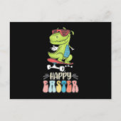 Happy Oaster T Rex Dinosaur Bunny Rabbit Eggs Postkarte (Vorderseite)