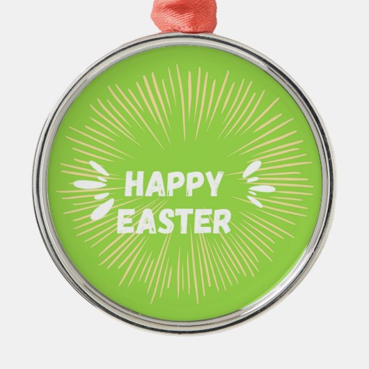 Happy Oaster Text auf grün Ornament Aus Metall (Vorne)