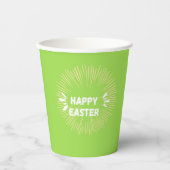 Happy Oaster Text auf grün Pappbecher (Vorderseite)