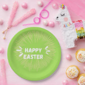 Happy Oaster Text auf grün Pappteller (Party)